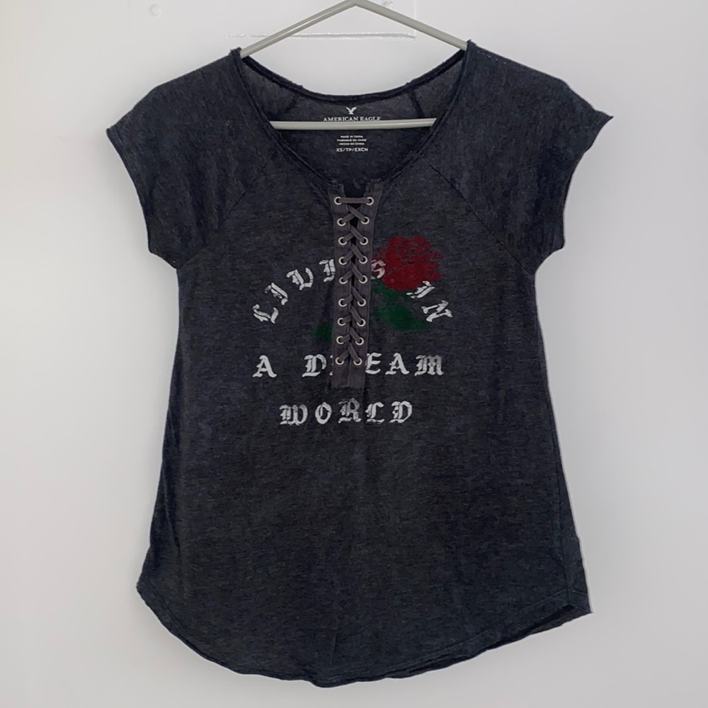 American Eagle Graphic T-Shirt ‘Living in a dream world’ Size XS